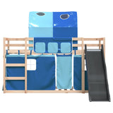 Bunk Bed without Mattress with Slide and Curtains Blue 90x190 cm Single 3284153