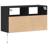 TV Wall Cabinet with LED Lights Black 80x31x45 cm 852328