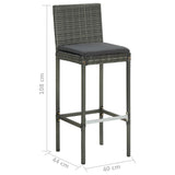 Bar Stool Set of 2 Grey Poly rattan, powder-coated steel, fabric 316669