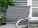 7 Piece Garden Dining Set, Outdoor Table and 6 Stackable Chairs, Steel Frame, Tempered Glass Top T3398P315966