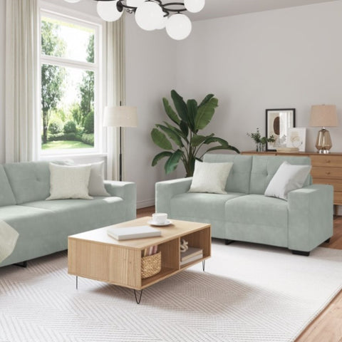 Sofa Set with Cushion 3 pcs Grey 221 x 78 x 80 cm Velvet 3324639