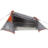 Camping Tent Tunnel 2-Person Grey and Orange Waterproof 94614