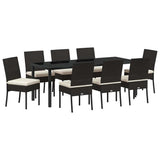 Garden Dining Set 9 pcs Cream Powder-Coated Steel 3379225