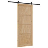 Sliding Door Natural and Black 86 x 211 cm Solid Pine Wood 3445403