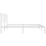 Metal Bed Frame without Mattress with Headboard White 193x203cm 376183