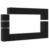 TV Cabinet Set 9 pcs Black Oak Engineered Wood 3393490