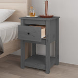 ZNTS Bedside Cabinets 2 pcs Grey 40x35x61.5 cm Solid Wood Pine 821734