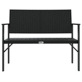 2-Seater Garden Bench Black Poly Rattan 364121
