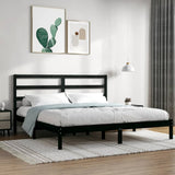 Bed Frame without Mattress Black 200x200 cm Solid Wood Pine 3104957