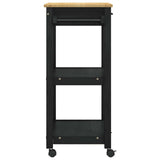 Kitchen Trolley MONZA Black 60 x 40 x 88.5 cm Solid Pine Wood 42027036
