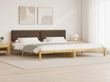 Bed Frame with Upholstered Headboard Whitewash and Taupe 3405040