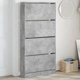 Shoe Cabinet with 4 Flip-Drawers Concrete Grey 80x21x163.5 cm 3214367
