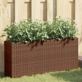 ZNTS Garden Planter with 2 Pots Brown 90x20x40 cm Poly Rattan 366408