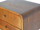 Solid Wood Floating Curved Chestnut Bedside, 2 Drawers, Dark Brown B2743P403237