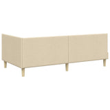 Corner Bed Frame with Headboard Cream 90 cm x 190 cm Velvet 42016187