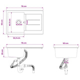 Kitchen Sink Single Basin Granite 78 x 50 x 20 cm Graphite 42053757