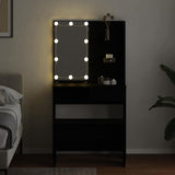 LED Dressing Table Set 2 pcs Black Oak Engineered Wood 3333070