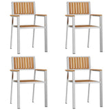 Outdoor Dining Set 5 pcs Solid Teak Wood and Stainless Steel 3334799