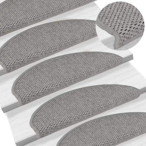 ZNTS Stair Mats Self-adhesive Sisal-Look 15 pcs 65x21x4 cm Silver 326871