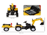 Kids Ride-On Construction Car, with Horn and Detachable Trailer - Yellow T3398P348307