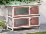 170835 Outdoor Rabbit Hutch 4 Doors Brown Wood
