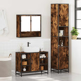 ZNTS 3 Piece Bathroom Furniture Set Smoked Oak Engineered Wood 3301122