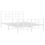 Metal Bed Frame without Mattress with Footboard White 140x190cm 355628