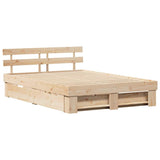 Bed Frame with Headboard Brown 150 x 200 cm Solid Pine Wood 3382271