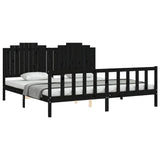 Bed Frame without Mattress Black 200x200 cm Solid Wood Pine 3192320