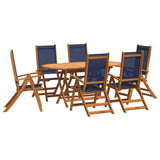 7 Piece Garden Dining Set Solid Wood Acacia and Textilene 3279298