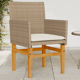 Garden Chairs with Cushions 2 pcs Beige Poly Rattan&Solid Wood 368716