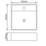 Wash Basin with Overflow 41x41x15 cm Ceramic Silver 143477