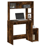 Desk with Shelves Smoked Oak 100x45x140 cm Engineered Wood 860440