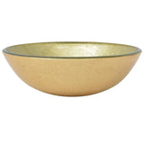 Bathroom Sink with Tap and Push Drain Gold Tempered Glass 3098461
