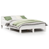Bed Frame without Mattress White 135x190 cm Double Solid Wood Pine 855574