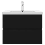 Sink Cabinet with Built-in Basin Black Engineered Wood 3071631