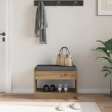 Hall Bench with Cushion with Shelf Artisan Oak 63 x 38 x 45 cm 891575