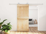 Sliding Door Natural and White 70 x 210 cm Solid Pine Wood 3445026