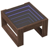 Coffee Table with Infinity LED Brown Oak 50x53x30 cm 847629