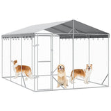 Outdoor Dog Kennel with Roof Silver 3x4.5x2.5 m Galvanised Steel 3190487