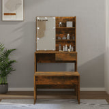 Dressing Table Set with LED Smoked Oak Engineered Wood 3114112