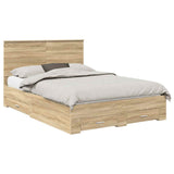 Bed Frame with Drawer Sonoma Oak 140 x 200 cm Engineered Wood 3411298