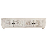 TV Cabinet White 140x30x35 cm Solid Mango Wood 286388