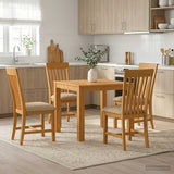 Dining Set 5 pcs Beige Solid Oak Wood 3430339