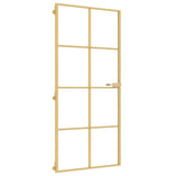 Interior Door Slim Golden 93x201.5 cm Tempered Glass and Aluminium 155142