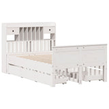 Bookcase Bed without Mattress White 135x190 cm Double Solid Wood Pine 3308937