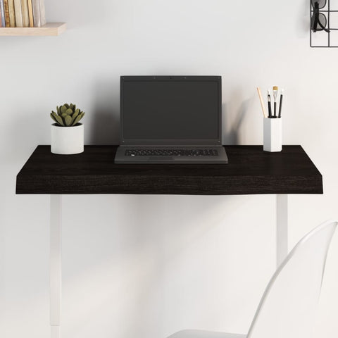 Table Top Dark Brown 80x50x cm Treated Solid Wood Oak 3156421