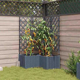 Garden Planter 3 pcs LiGht Grey 80 x 80 x 143 cm Plastic 42002887