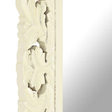 Hand Carved Mirror White 110x50 cm Solid Mango Wood 321643