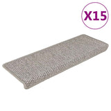 Stair Mats Self-adhesive Sisal-Look 15 pcs 65x21x4 cm Silver 326883